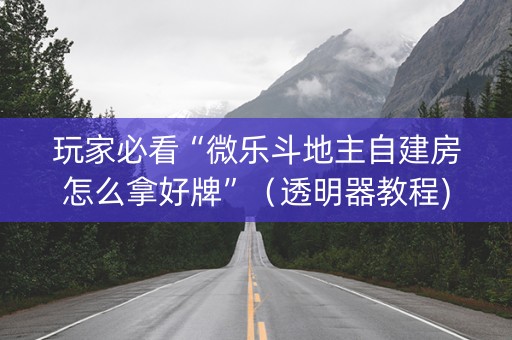 玩家必看“微乐斗地主自建房怎么拿好牌”（透明器教程)