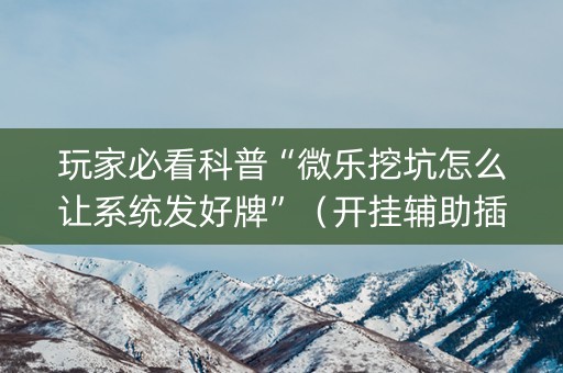 玩家必看科普“微乐挖坑怎么让系统发好牌”（开挂辅助插件)
