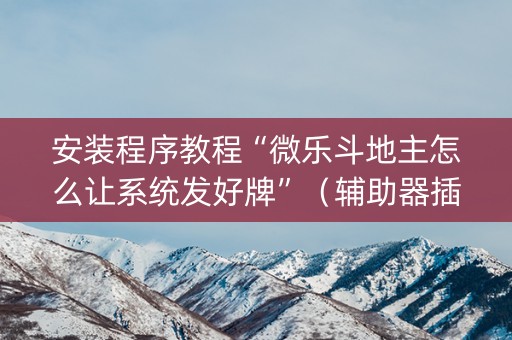 安装程序教程“微乐斗地主怎么让系统发好牌”（辅助器插件)