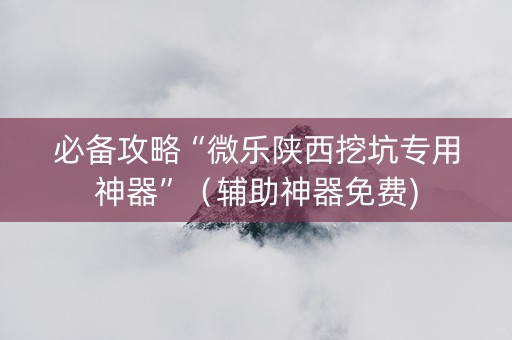 必备攻略“微乐陕西挖坑专用神器”（辅助神器免费)