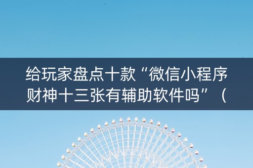 给玩家盘点十款“微信小程序财神十三张有辅助软件吗”（有什么诀窍)