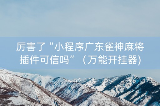 厉害了“小程序广东雀神麻将插件可信吗”（万能开挂器)