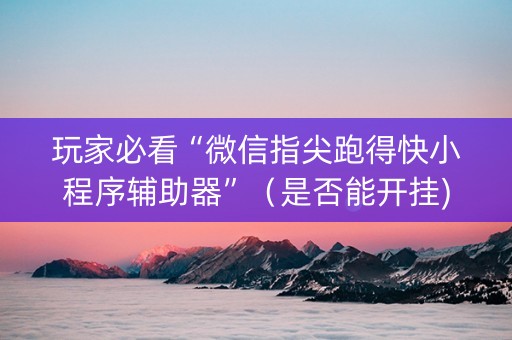 玩家必看“微信指尖跑得快小程序辅助器”（是否能开挂)