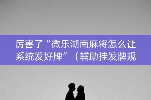 厉害了“微乐湖南麻将怎么让系统发好牌”（辅助挂发牌规律)