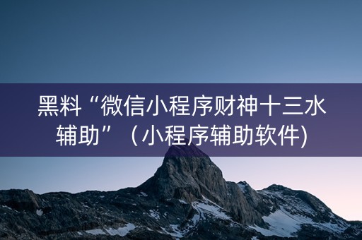 黑料“微信小程序财神十三水辅助”（小程序辅助软件)