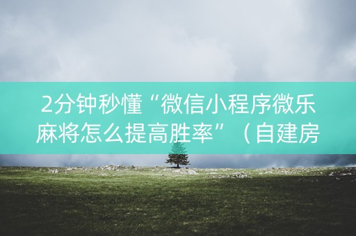 2分钟秒懂“微信小程序微乐麻将怎么提高胜率”（自建房胜负规律)