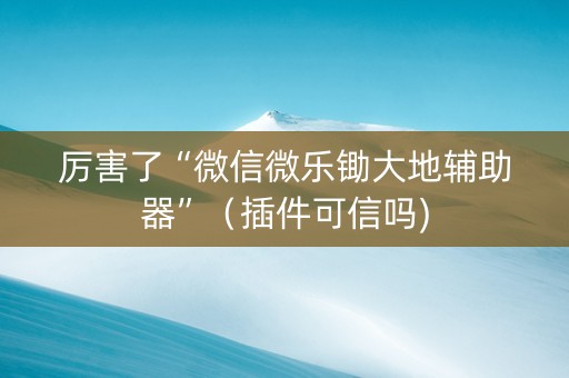 厉害了“微信微乐锄大地辅助器”（插件可信吗)