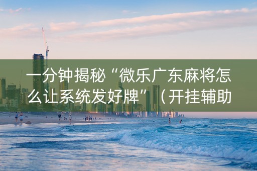 一分钟揭秘“微乐广东麻将怎么让系统发好牌”（开挂辅助脚本)