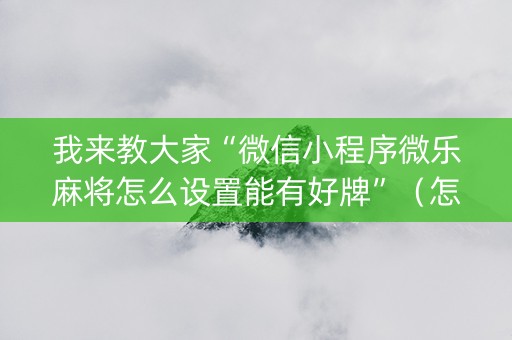 我来教大家“微信小程序微乐麻将怎么设置能有好牌”（怎么能得到好牌)