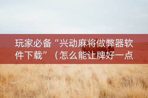 玩家必备“兴动麻将做弊器软件下载”（怎么能让牌好一点)