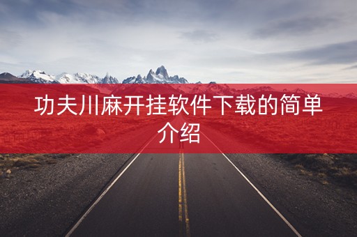 功夫川麻开挂软件下载的简单介绍