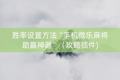 胜率设置方法“手机微乐麻将助赢神器”（攻略插件)