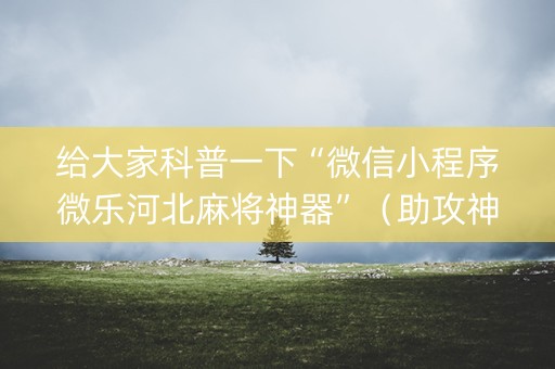 给大家科普一下“微信小程序微乐河北麻将神器”（助攻神器)