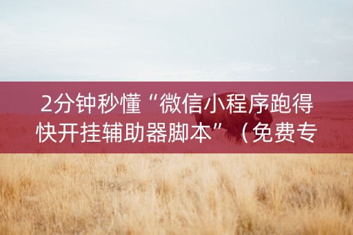 2分钟秒懂“微信小程序跑得快开挂辅助器脚本”（免费专用神器)