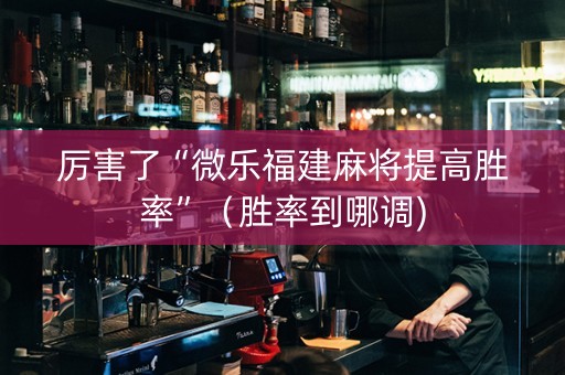 厉害了“微乐福建麻将提高胜率”（胜率到哪调)
