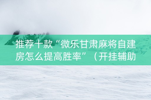 推荐十款“微乐甘肃麻将自建房怎么提高胜率”（开挂辅助脚本)