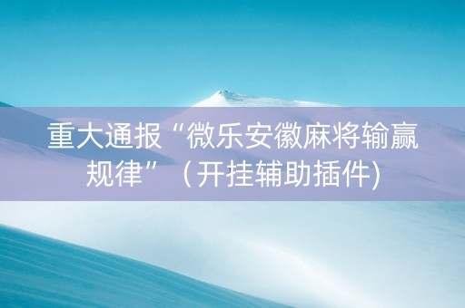 重大通报“微乐安徽麻将输赢规律”（开挂辅助插件)