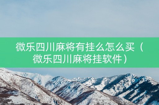 微乐四川麻将有挂么怎么买（微乐四川麻将挂软件）