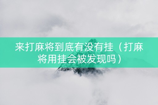 来打麻将到底有没有挂（打麻将用挂会被发现吗）