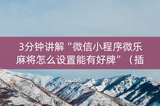 3分钟讲解“微信小程序微乐麻将怎么设置能有好牌”（插件开挂免费AI)