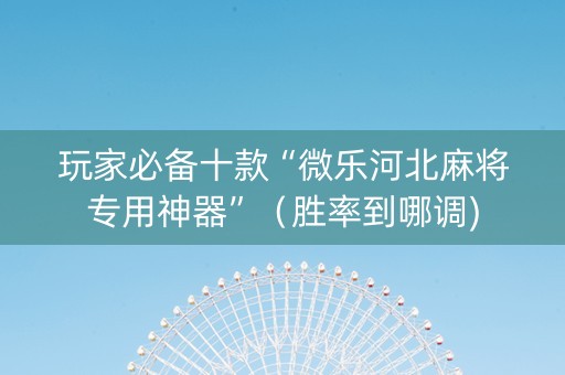 玩家必备十款“微乐河北麻将专用神器”（胜率到哪调)
