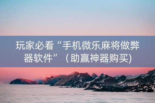 玩家必看“手机微乐麻将做弊器软件”（助赢神器购买)