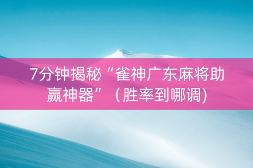 7分钟揭秘“雀神广东麻将助赢神器”（胜率到哪调)