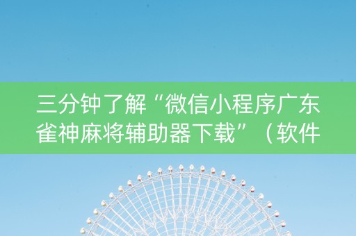 三分钟了解“微信小程序广东雀神麻将辅助器下载”（软件出售)