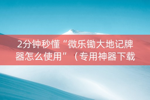 2分钟秒懂“微乐锄大地记牌器怎么使用”（专用神器下载)