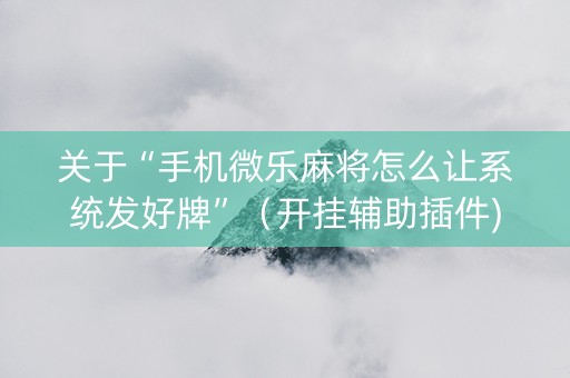 关于“手机微乐麻将怎么让系统发好牌”（开挂辅助插件)