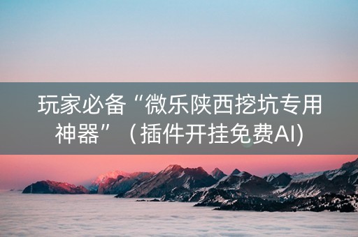 玩家必备“微乐陕西挖坑专用神器”（插件开挂免费AI)