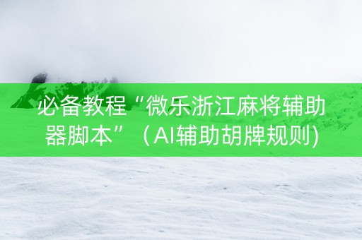 必备教程“微乐浙江麻将辅助器脚本”（AI辅助胡牌规则)