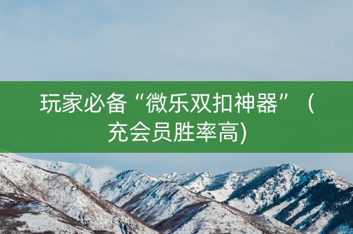 玩家必备“微乐双扣神器”（充会员胜率高)