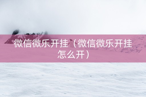 微信微乐开挂（微信微乐开挂怎么开）