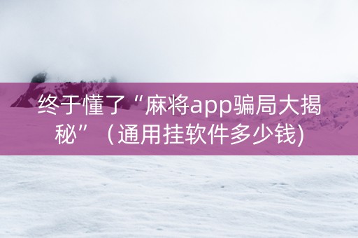 终于懂了“麻将app骗局大揭秘”（通用挂软件多少钱)