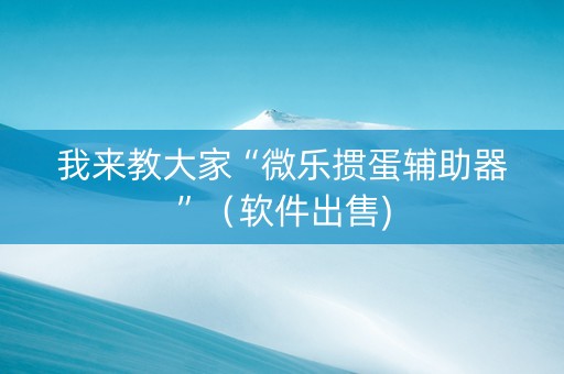我来教大家“微乐掼蛋辅助器”（软件出售)