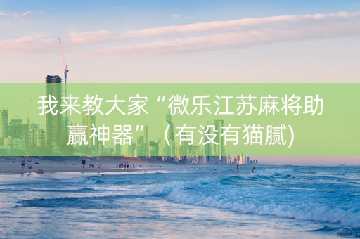 我来教大家“微乐江苏麻将助赢神器”（有没有猫腻)