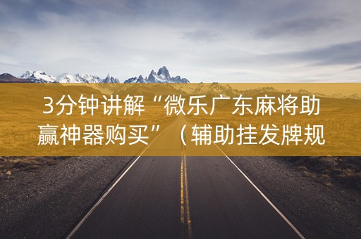 3分钟讲解“微乐广东麻将助赢神器购买”（辅助挂发牌规律)