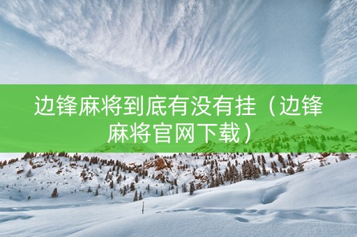 边锋麻将到底有没有挂（边锋麻将官网下载）