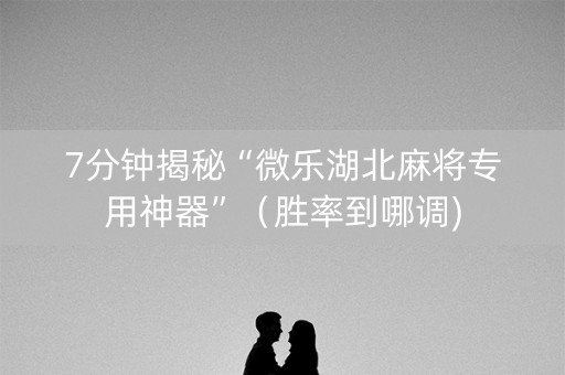 7分钟揭秘“微乐湖北麻将专用神器”（胜率到哪调)
