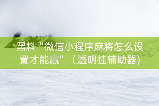 黑料“微信小程序麻将怎么设置才能赢”（透明挂辅助器)