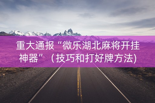 重大通报“微乐湖北麻将开挂神器”（技巧和打好牌方法)