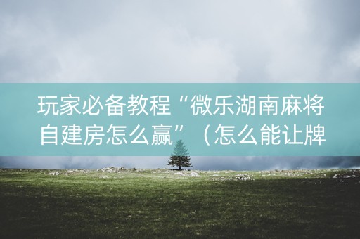 玩家必备教程“微乐湖南麻将自建房怎么赢”（怎么能让牌好一点)