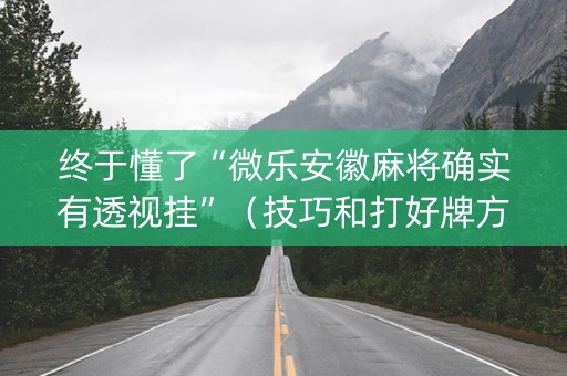 终于懂了“微乐安徽麻将确实有透视挂”（技巧和打好牌方法)
