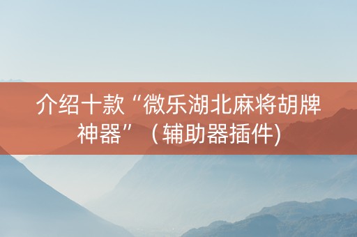 介绍十款“微乐湖北麻将胡牌神器”（辅助器插件)