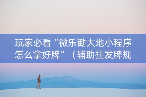 玩家必看“微乐锄大地小程序怎么拿好牌”（辅助挂发牌规律)