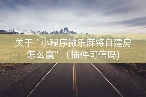 关于“小程序微乐麻将自建房怎么赢”（插件可信吗)