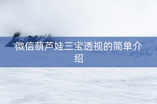 微信葫芦娃三宝透视的简单介绍