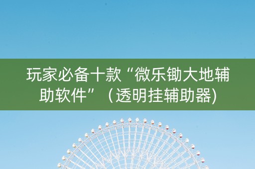 玩家必备十款“微乐锄大地辅助软件”（透明挂辅助器)