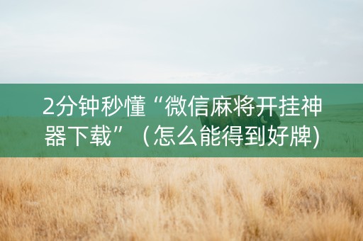 2分钟秒懂“微信麻将开挂神器下载”（怎么能得到好牌)